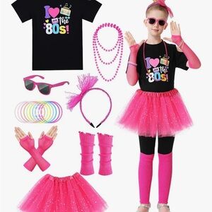 80s Kids Costume Set with Pink Accessories